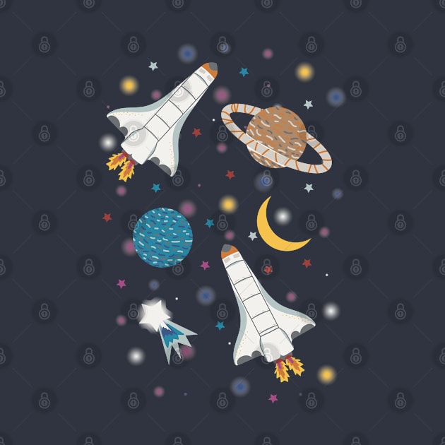 Space Planets Star intergalactic adventure by LozzieElizaDesigns