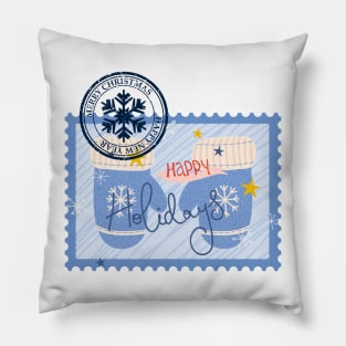 Vintage Stamp: Winter Gloves and Happy Holidays Pillow