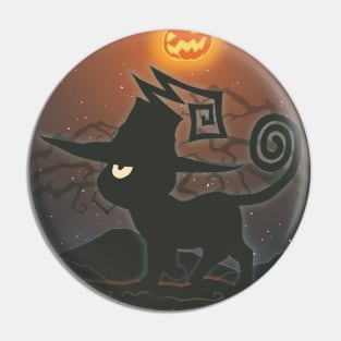 Japanese Halloween Cat with Pumpkin Moon -  Anime Neko Pin