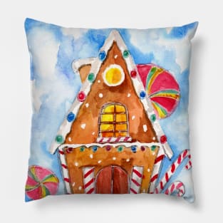 Gingerbread House and Lollipops Pillow