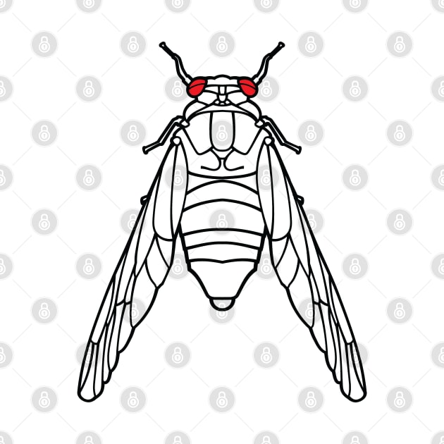 Cicada Line Drawing Graphic for Brood X 17 Year Hatch by Huhnerdieb Apparel