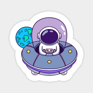 Cute Astronaut Spaceship Magnet