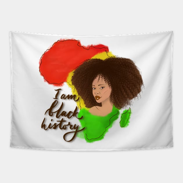 I am black history Black girl Tapestry by linasemenova