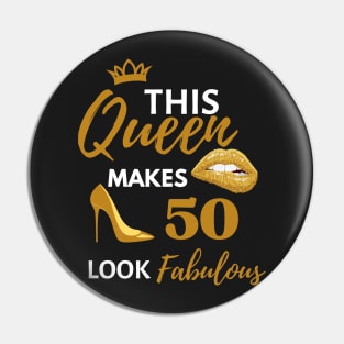 Cute Afro Queen Birthday Quote 50th and fabulous Cool Heels fifty birthday Gift For Her Pin