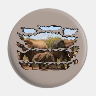 Ripped Wildlife Elephant Family Pin