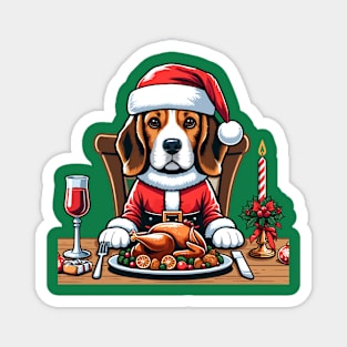 Beagle Dog Christmas Meal Magnet