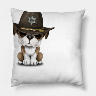 Cute British Bulldog Puppy Sheriff Pillow