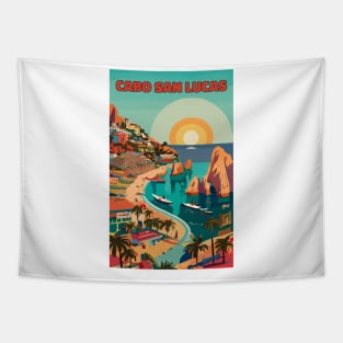 A Vintage Travel Art of Cabo San Lucas - Mexico Tapestry