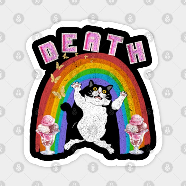 Death Weirdcore Pastel Goth Cat Rainbow Ice Cream Punk Magnet by Lavender Celeste