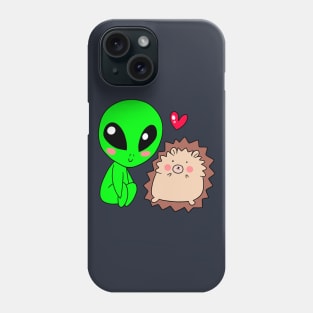 Alien Loves Hedgehog Phone Case