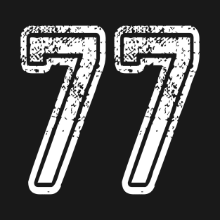 Number 77 Grungy in white T-Shirt