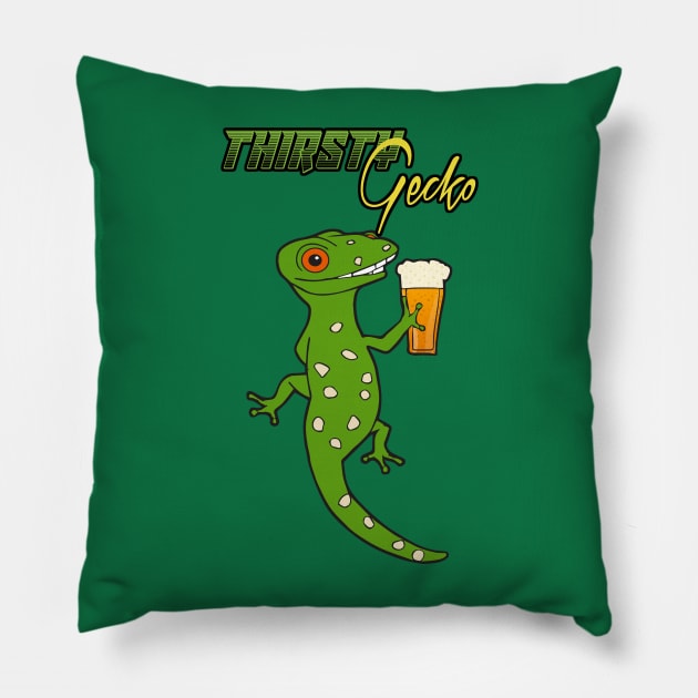 Thirsty Gecko! Pillow by lilmousepunk