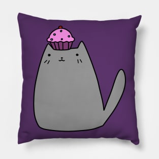 Cupcake Gray Kitty Pillow