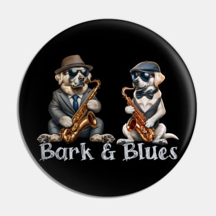 Bark and Blues Dogs Playing Saxophones Funny Jazz Pin