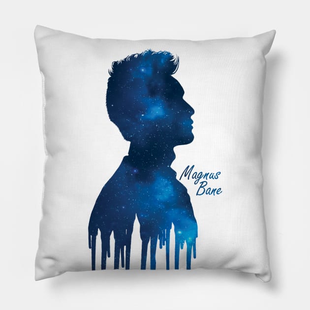 Shadowhunters / The Mortal Instruments- Magnus Bane / Harry Shum Jr dripping silhouette (blue galaxy) - Warlock - Malec - Clary, Alec, Jace, Izzy Pillow by Vane22april