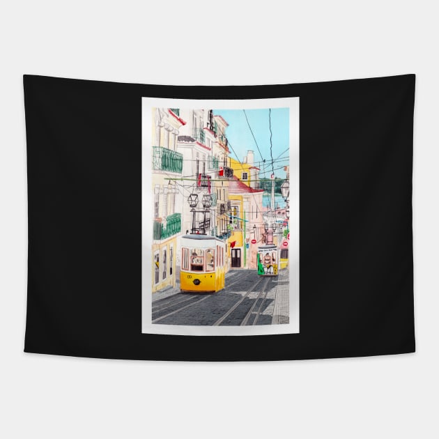 Lisbon, Portugal Tapestry by NorrskenArt