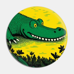 Cheeky Crocodile Illustration Pin