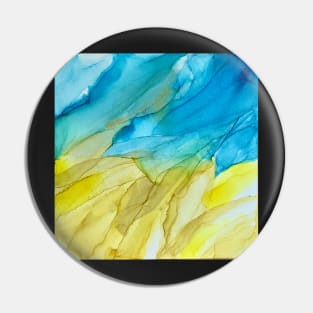 Blue - yellow background, watercolor Pin