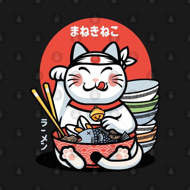 Good luck ramen cat - maneki neko by redwane