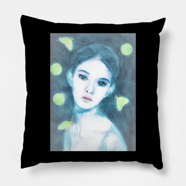 Moth Girl Pillow by teenamarie23art