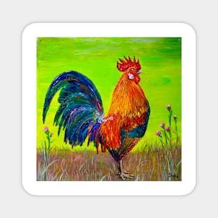 Rooster. Rustic morning Magnet