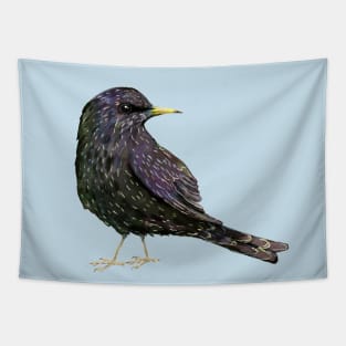 A watercolor drawing of a starling Tapestry