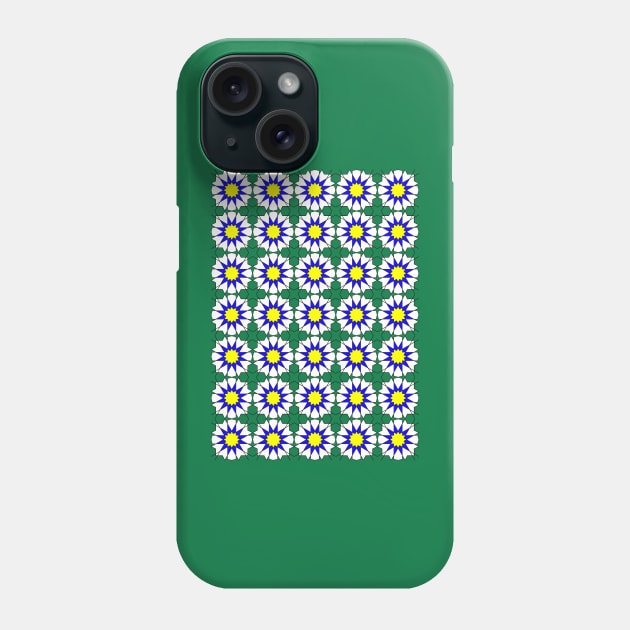 Islamic Geometric pattern 002 Blue & Yellow Phone Case by rupertrussell