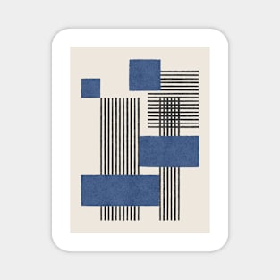 Stripes and Square Composition - Blue Magnet