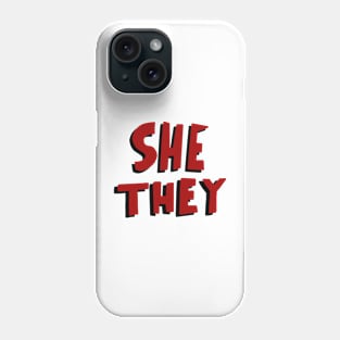 she they red and black pronouns Phone Case