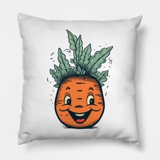 Vintage cartoon carrot Pillow