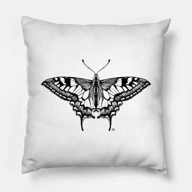 Not so real Butterfly V black-and-white Pillow by VeraAlmeida