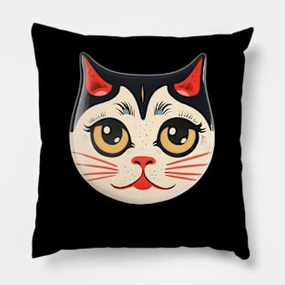 Retro Kitschy Cat Heads Pillow