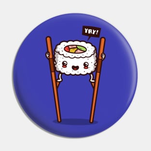 Chop-Stilts Original Funny Kawaii Cute Sushi Cartoon For Sushi Lovers Pin