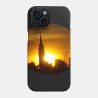 Empire State Building Sunset Circle Phone Case