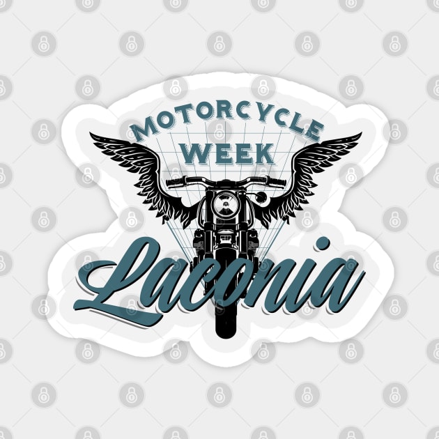 Laconia motorcycle week logo style - black and blue Magnet by PincGeneral