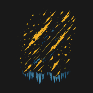 Meteor Shower Night at the Woods Design T-Shirt