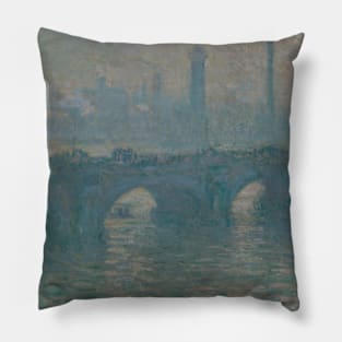 Waterloo Bridge, Gray Weather by Claude Monet Pillow