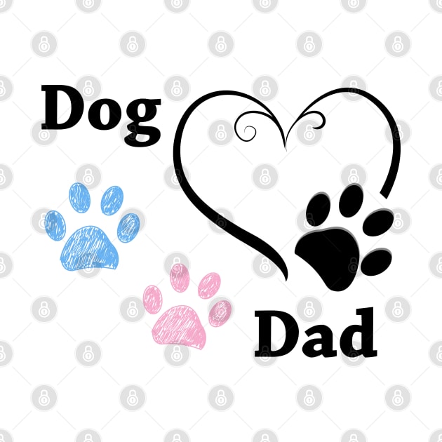 Dog Dad. Pink and blue paw print with heart by GULSENGUNEL