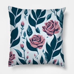 cool tone rose pattern Pillow