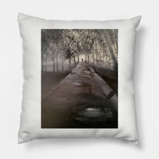 Evening Rain oil painting by artist Tabitha Kremesec Pillow