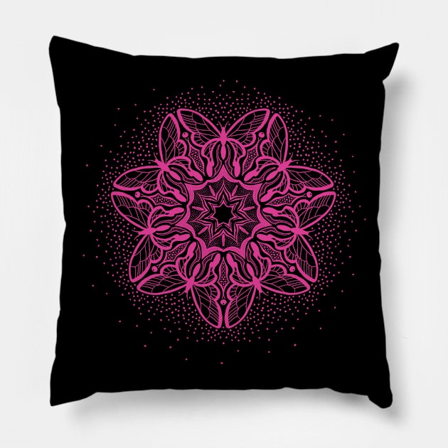 Symmetric Butterflies - Mandala Design Pk Pillow by PacPrintwear8