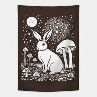 HARE with Moon & Mushrooms by FayeFamiliar Tapestry