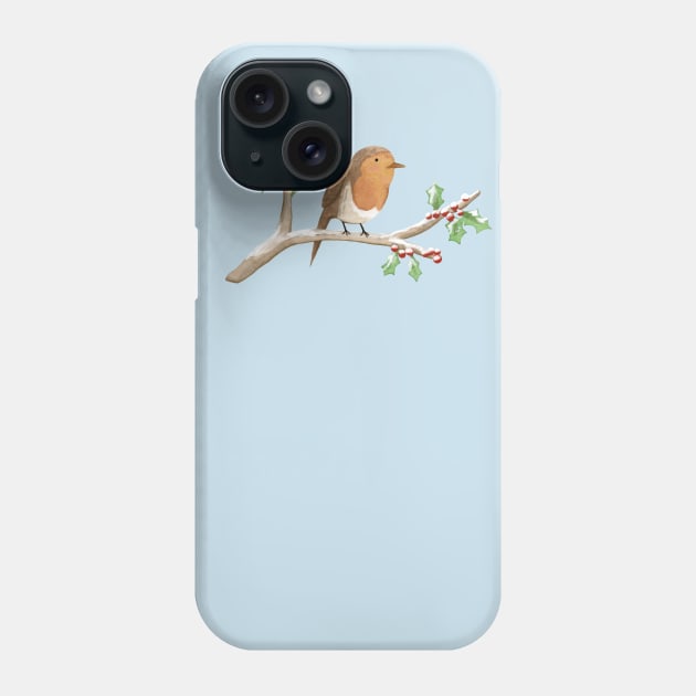 Robin on Branch Phone Case by Sophie Corrigan