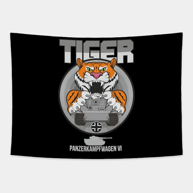 Tiger and German heavy tank Pz-VI " Tiger" Tapestry by FAawRay