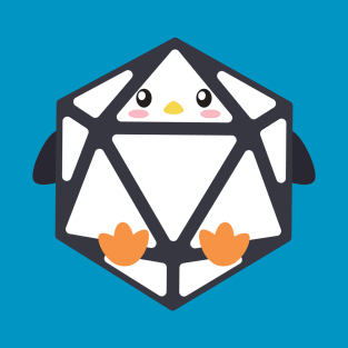 Polyhedral 20 Sided Dice Penguin - Tabletop RPG and Animal Lovers Mashup T-Shirt