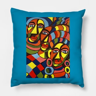 African Traditional Tribal Women Abstract Art Canvas Painting 5 Pillow