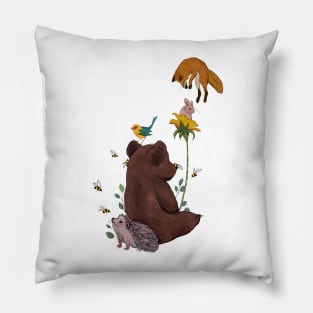 Baby bear and hedgehog Pillow