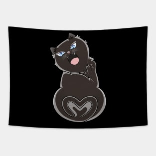 Black Cat Meowing Love Tapestry