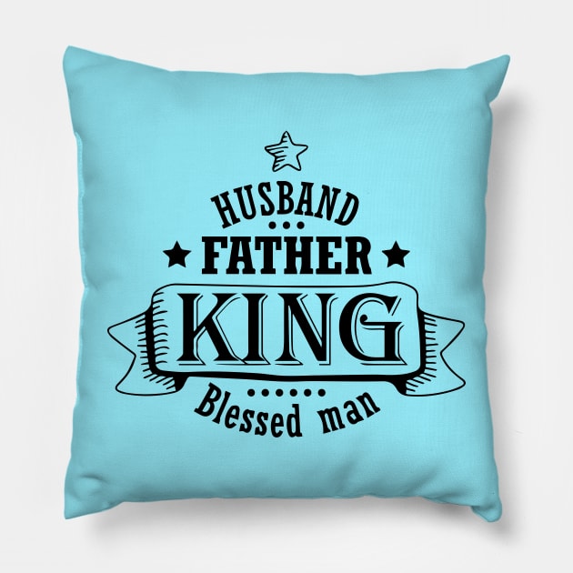 BLACK HUSBAND Father and King Pillow by Trendsdk