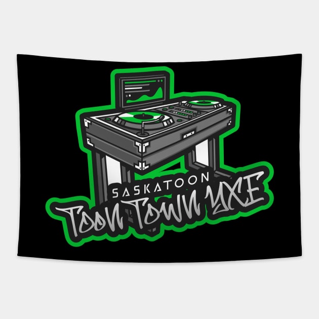 Saskatoon Toon Town YXE DJ Groove Tapestry by Stooned in Stoon